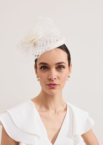 Phase Eight Flower Pillbox Fascinator Hats White Canada | GLHZEY-068